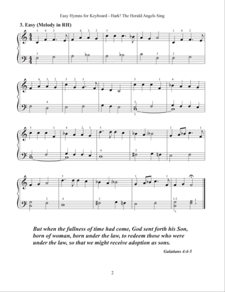 Hark! The Herald Angels Sing (Easy Hymns for Keyboard) Piano Method scores gallery preview page 4