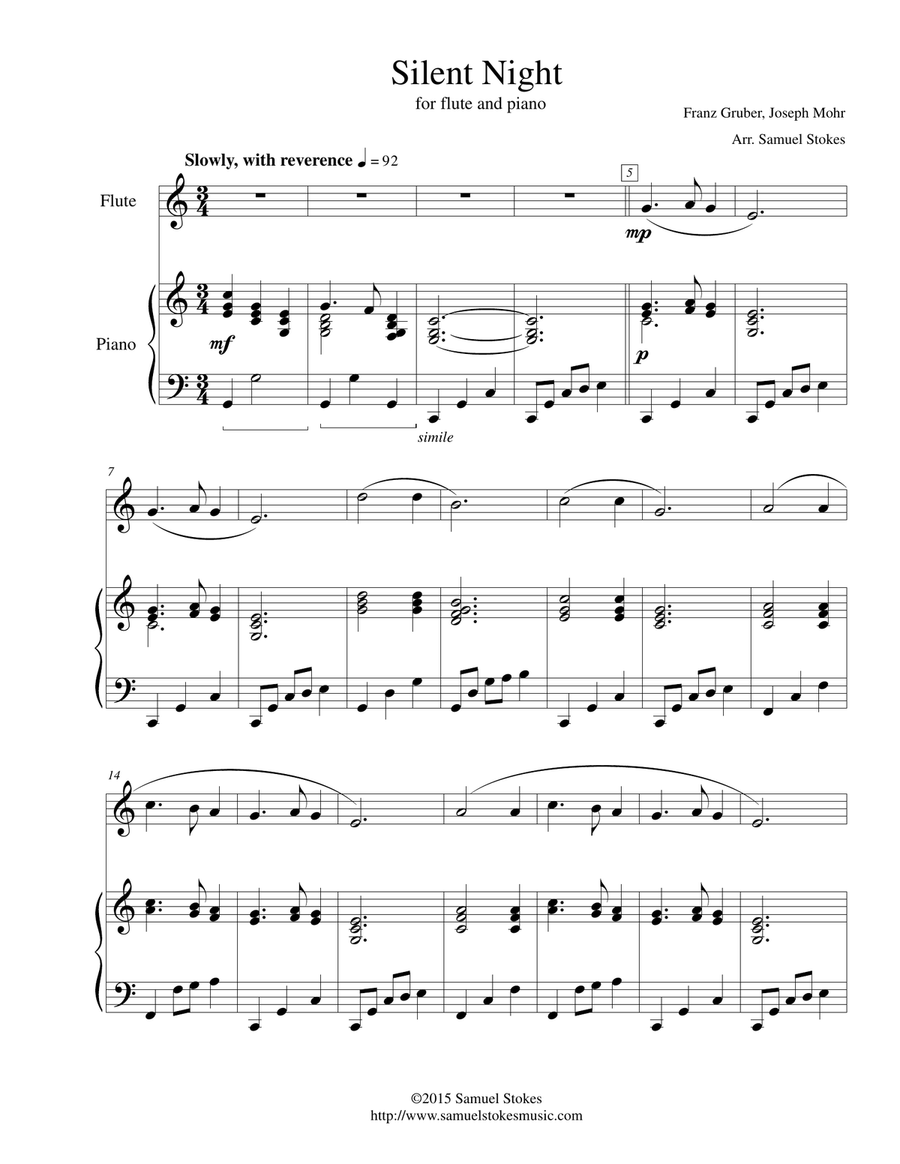 Silent Night - for flute and piano image number null