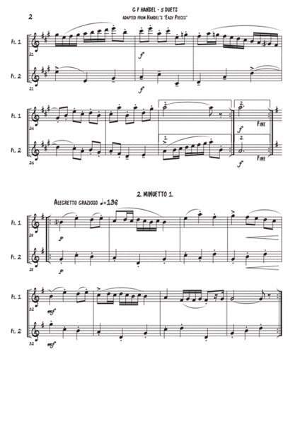 5 Duets for 2 Flutes. Adapted from G F Handel's 'Easy Pieces for Piano' image number null