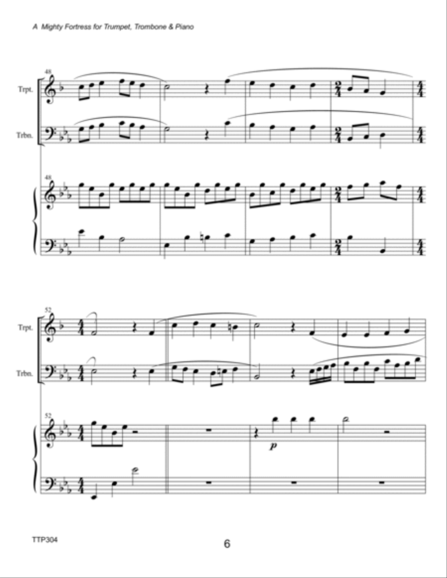 A MIGHTY FORTRESS - TRUMPET & TROMBONE with Piano Accompaniment Brass Ensemble scores gallery preview page 6