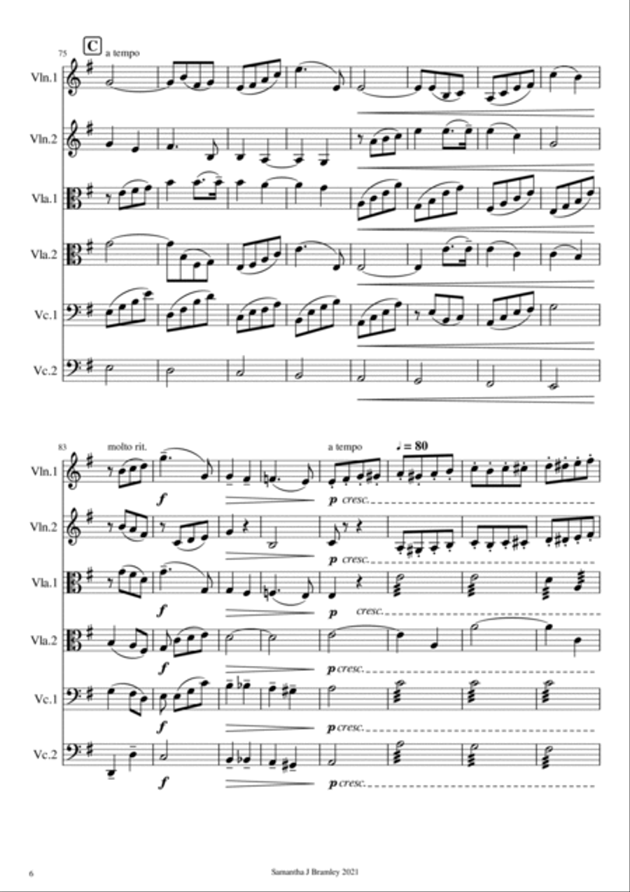 Chanson de Matin by SIr Edward Elgar (for string sextet) Set of Parts scores gallery preview page 6