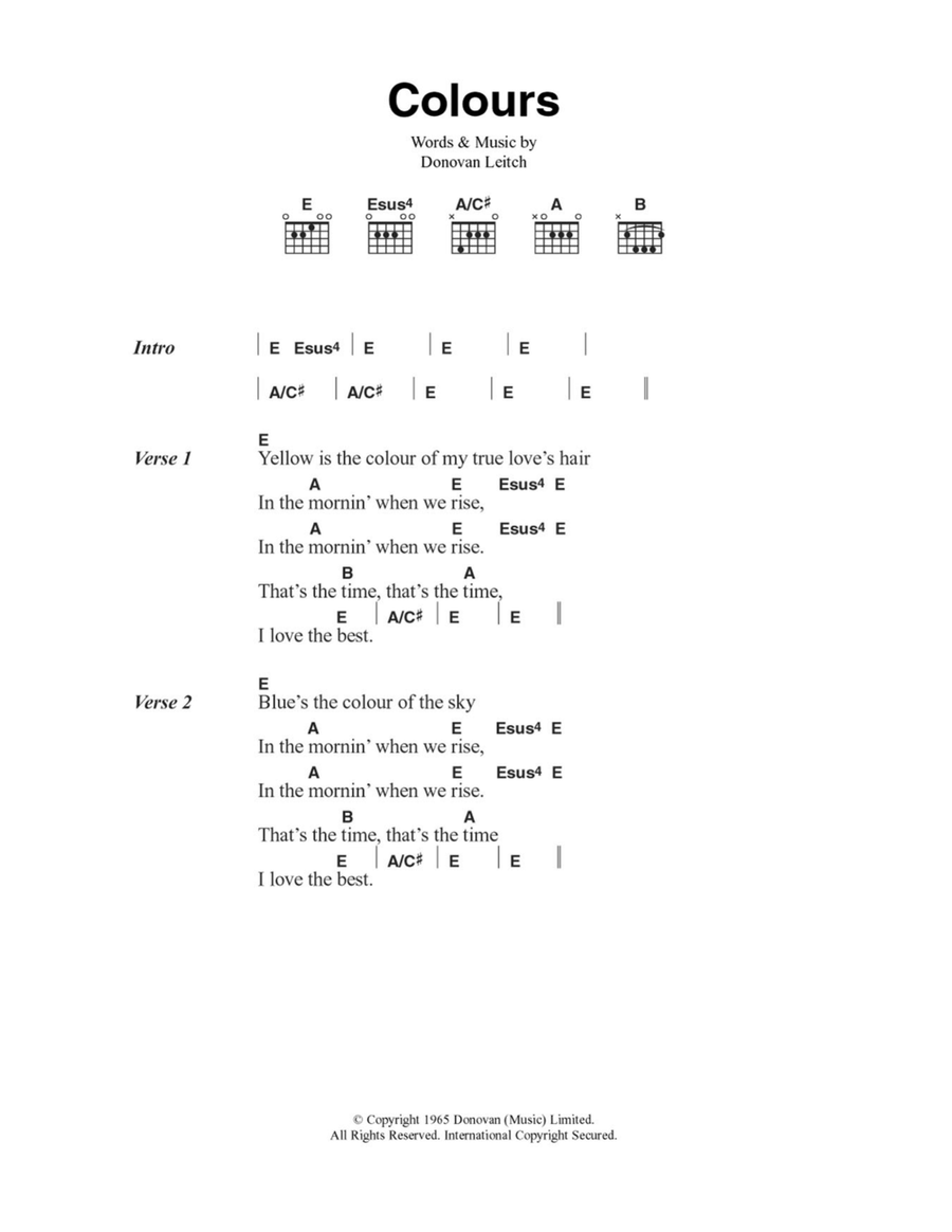 Colours Acoustic Guitar scores gallery preview page 1