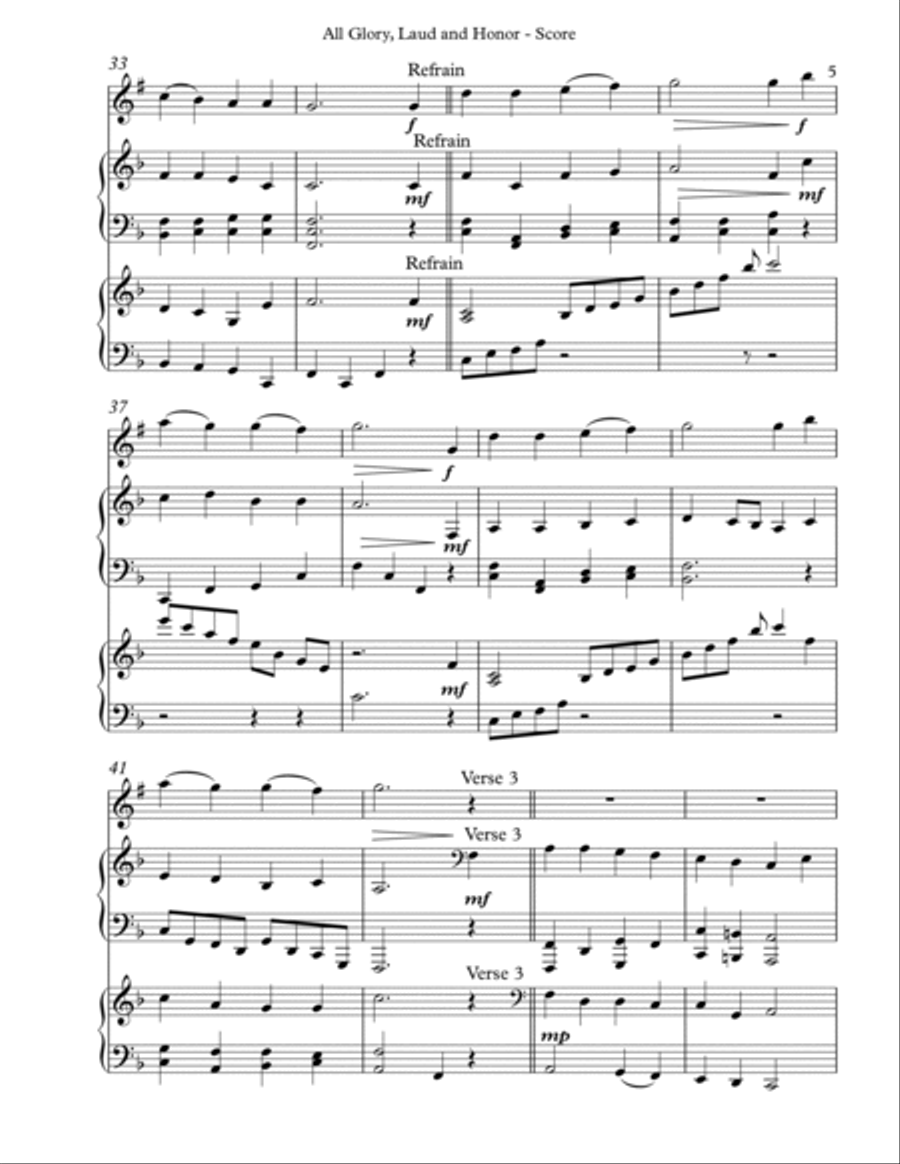 All Glory, Laud and Honor Trio for Bb Clarinet, Harp and Piano B-Flat Clarinet scores gallery preview page 5