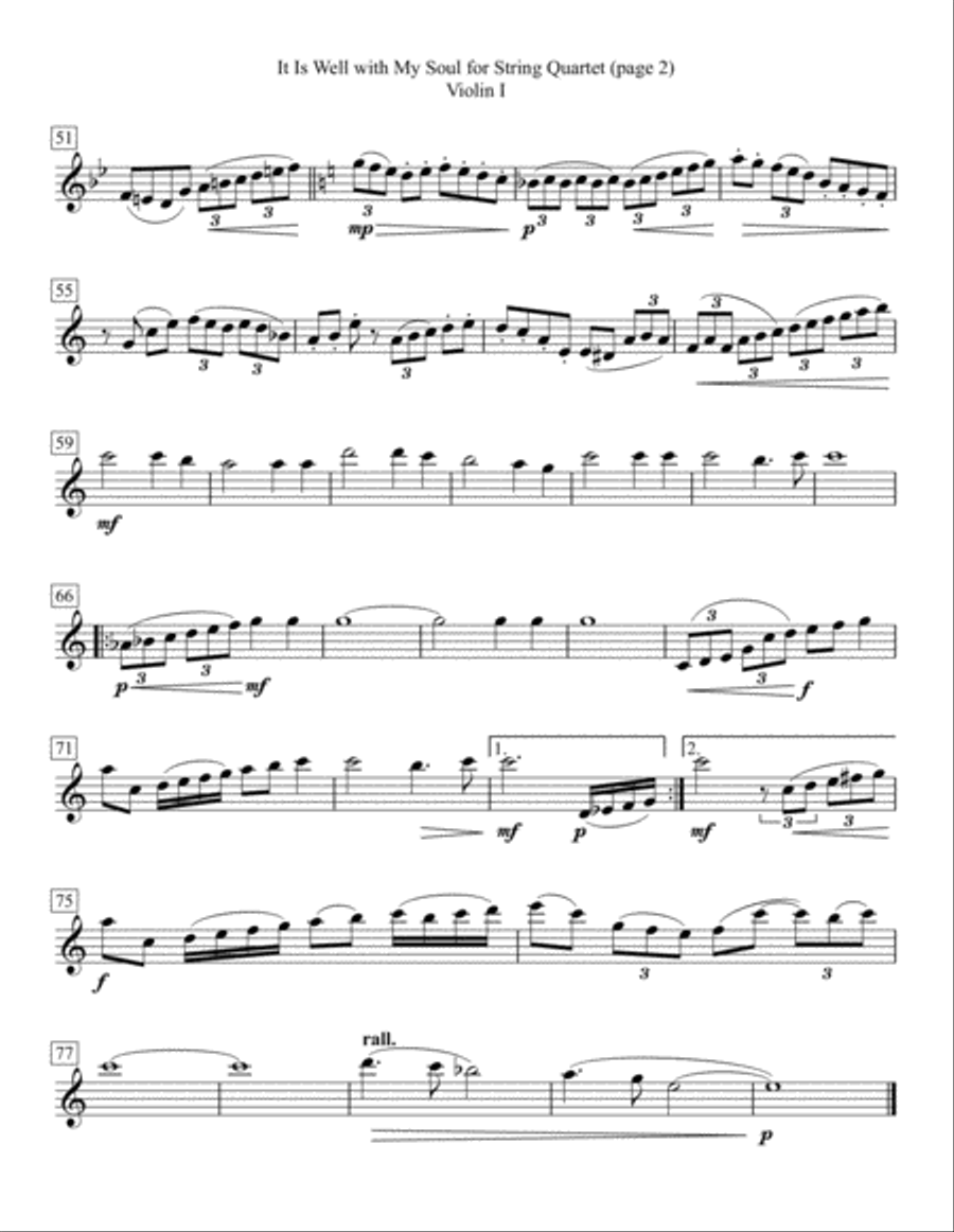 It Is Well with My Soul for String Quartet String Quartet scores gallery preview page 2