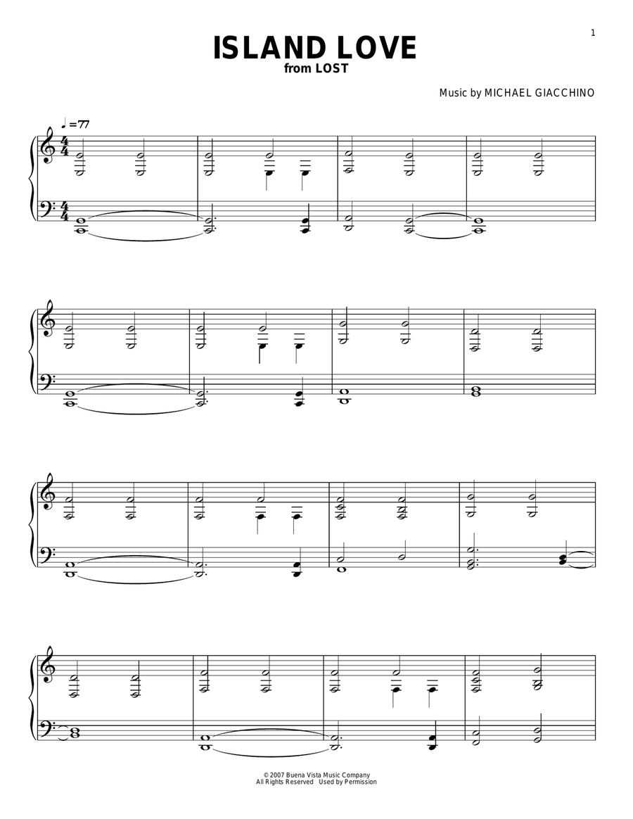 Island Love Island Love Piano Solo scores gallery preview page 1