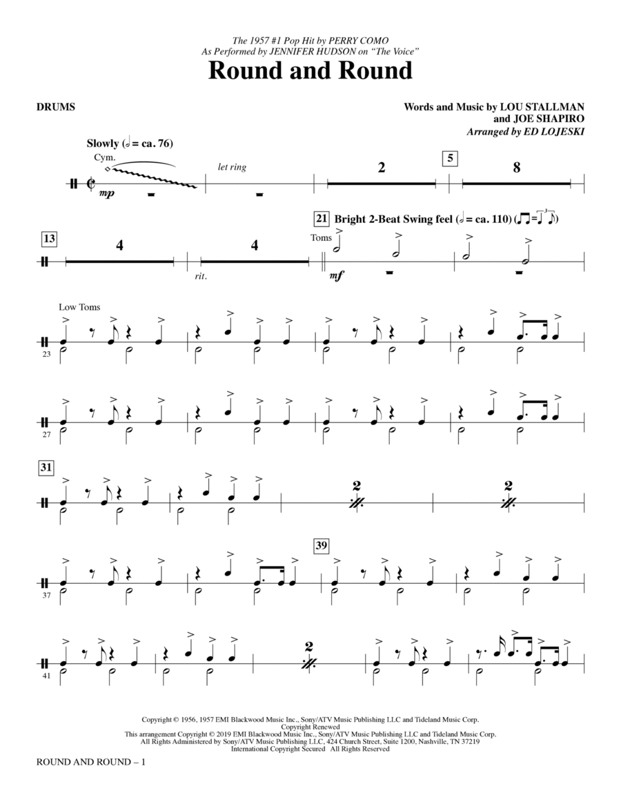 Round and Round (from The Voice) (arr. Ed Lojeski) - Drums