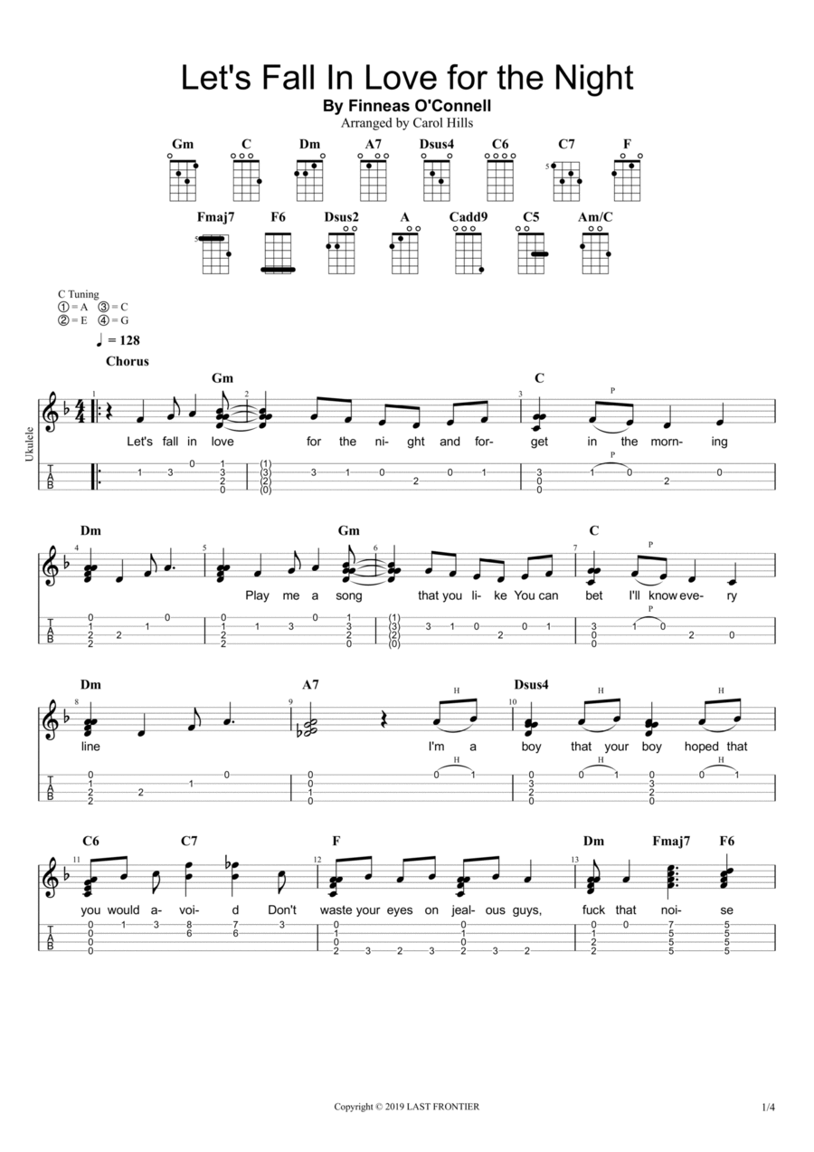 Let's Fall In Love For The Night Ukulele scores gallery preview page 1