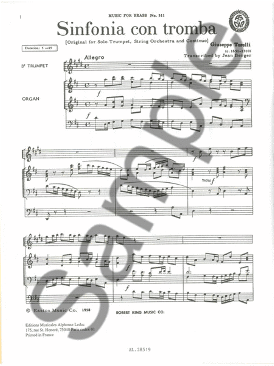 Sinfonia Con Tromba (trumpet & Organ) Trumpet Solo scores gallery preview page 2