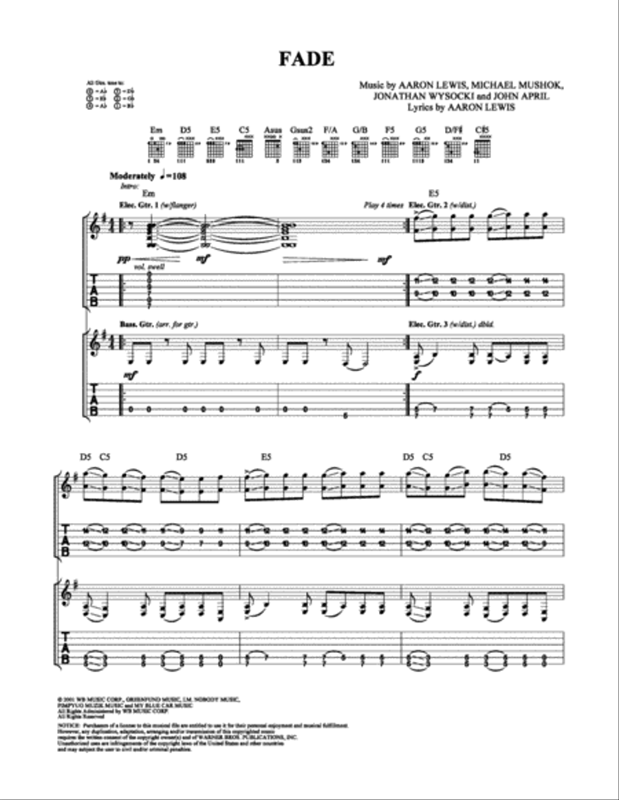 Fade Fade Electric Guitar scores gallery preview page 1