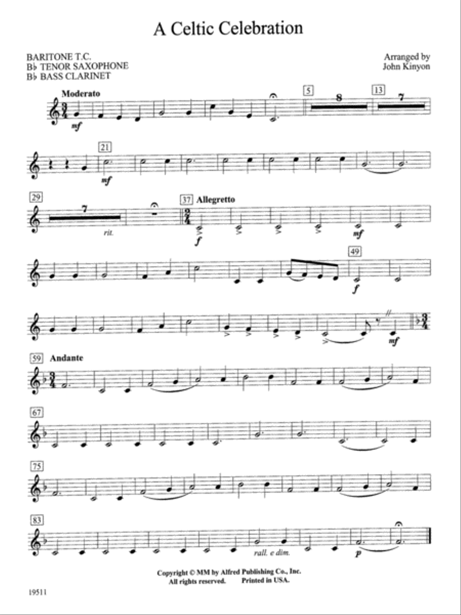 A Celtic Celebration: Baritone T.C. Concert Band scores gallery preview page 1