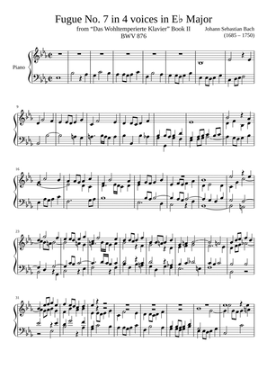 Fugue No. 7 BWV 876 in Eb Major