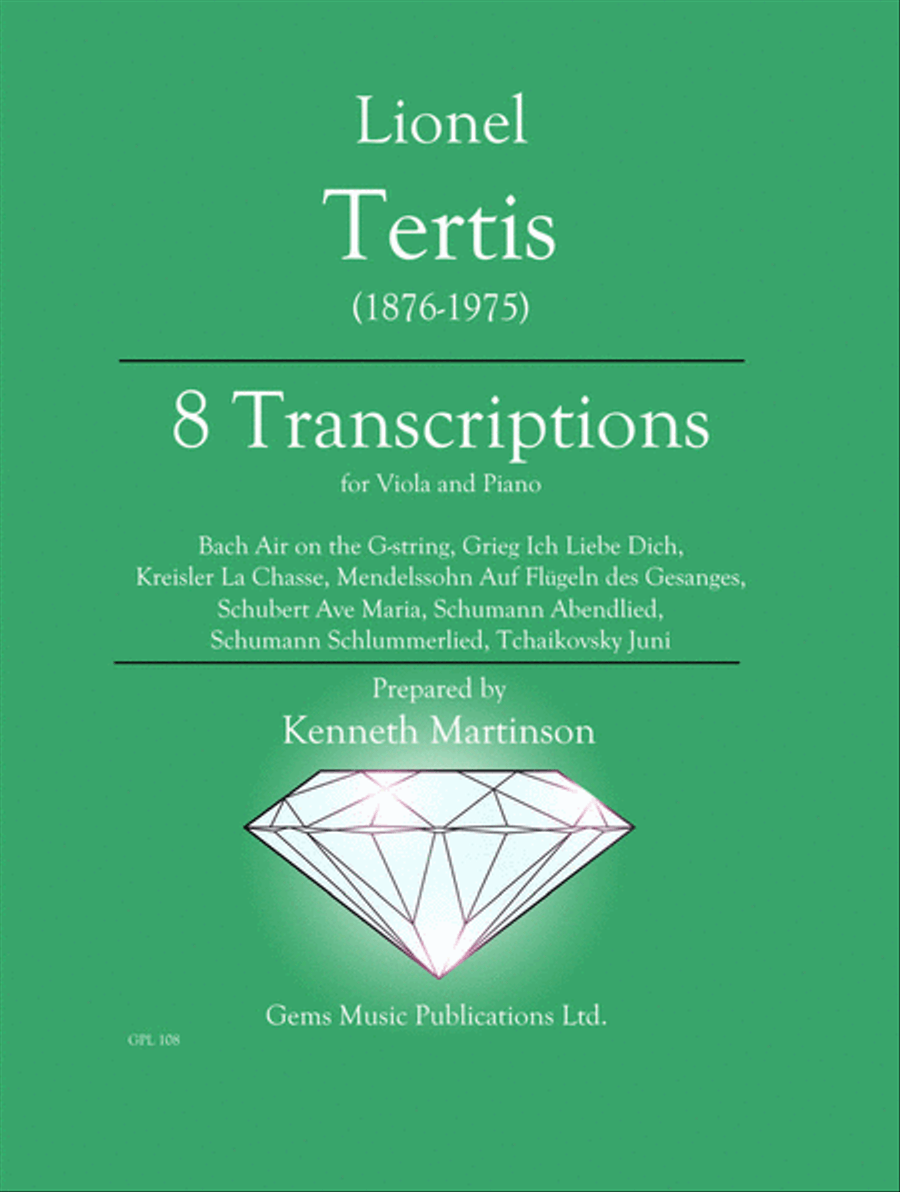 Book cover for 8 Transcriptions for Viola and Piano