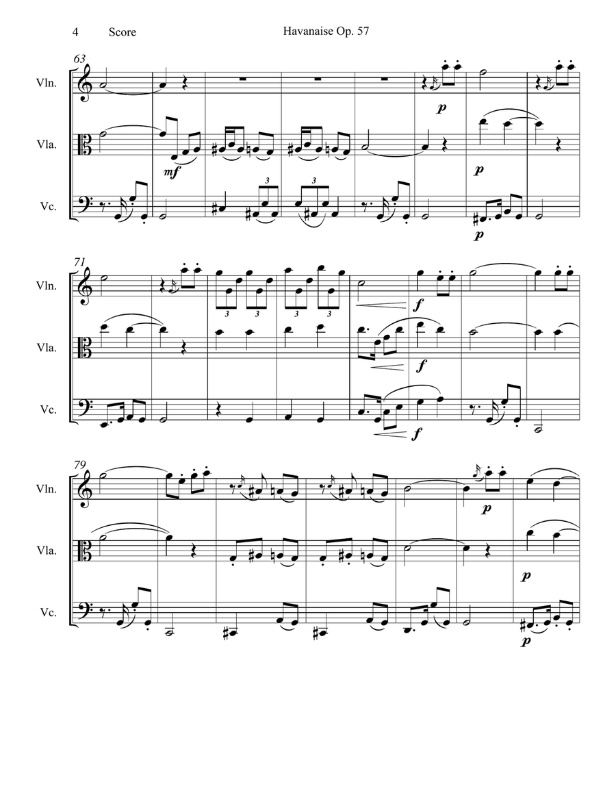 Cecile Chaminade - Havanaise (Tango) for String Trio String Trio scores gallery preview page 5