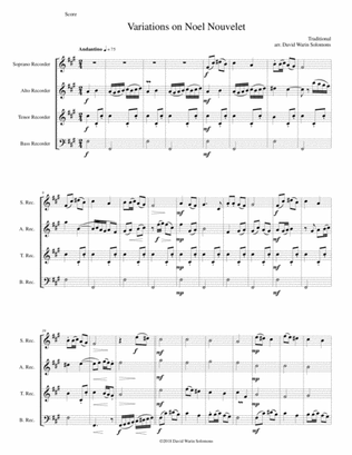 Variations on Noel Nouvelet for recorder quartet