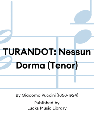 Book cover for TURANDOT: Nessun Dorma (Tenor)