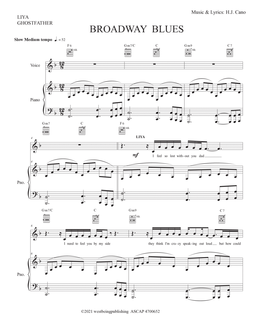 Broadway Blues featuring Kennedy Percival Piano, Vocal, Guitar scores gallery preview page 1