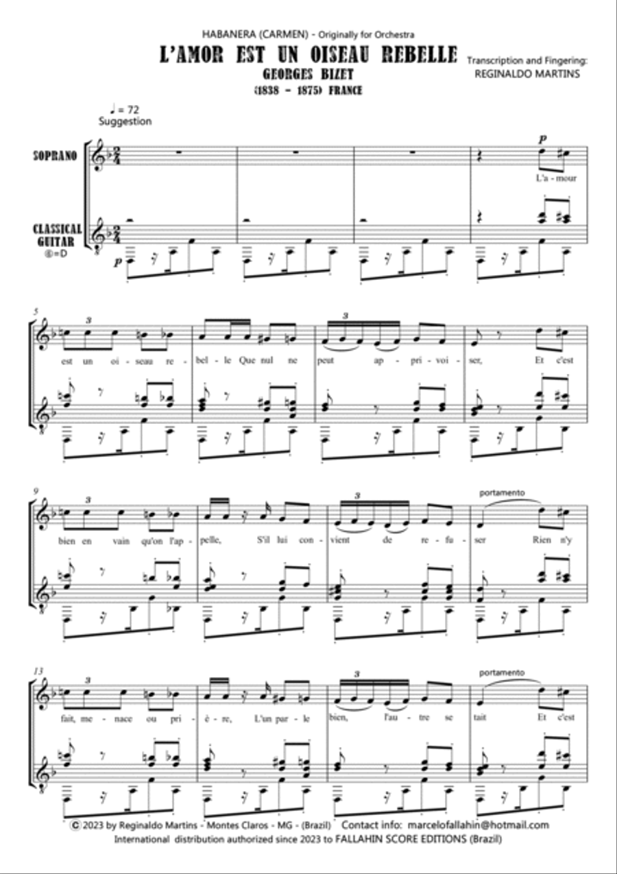 HABANERA - CARMEN (L'AMOUR EST UN OISEAU REBELLE) - GEORGES BIZET Chamber Music scores gallery preview page 2
