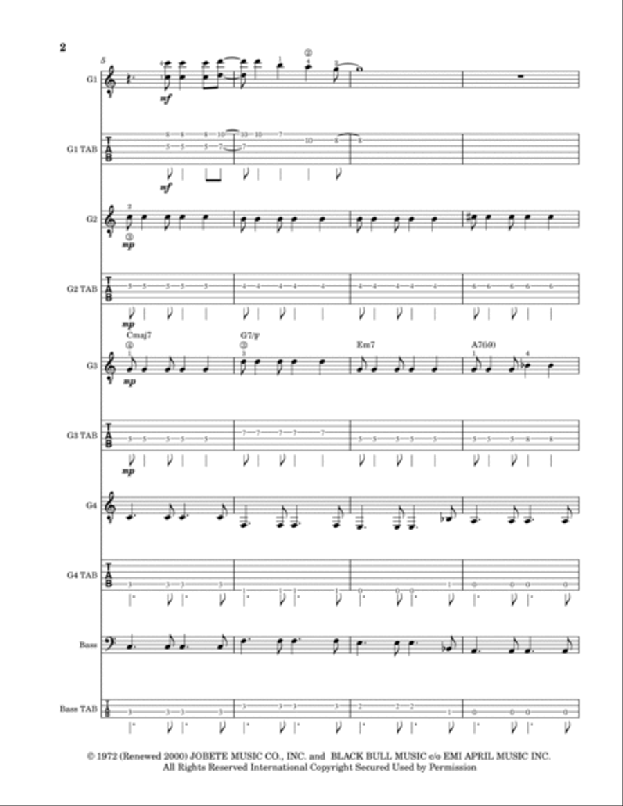 You Are The Sunshine Of My Life Guitar Ensemble scores gallery preview page 3