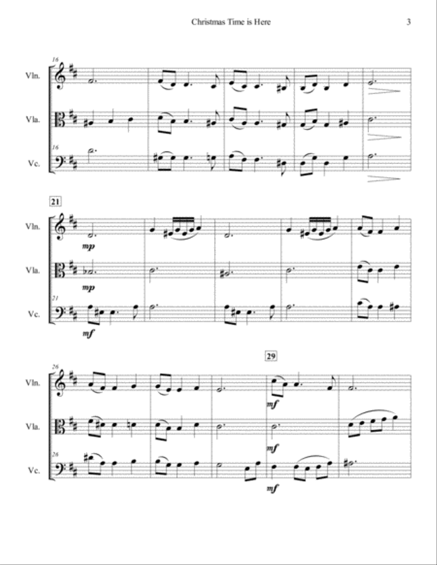 Christmas Time Is Here String Trio scores gallery preview page 3