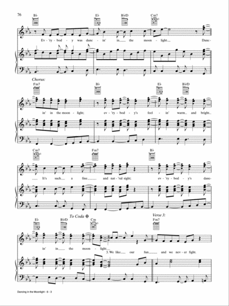 Dancing in the Moonlight Piano, Vocal, Guitar scores gallery preview page 3
