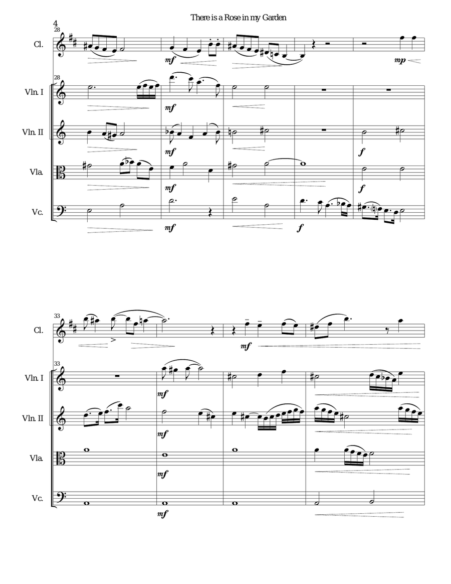 There is a Rose in my Garden for clarinet and strings Chamber Orchestra scores gallery preview page 4