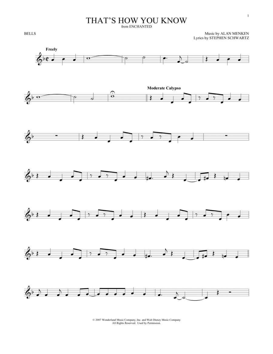 That's How You Know (from Enchanted) Glockenspiel scores gallery preview page 1