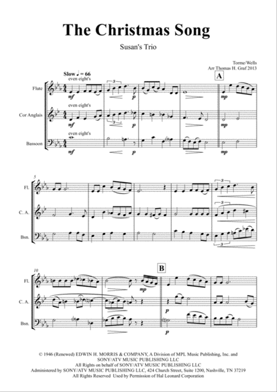Christmas Song Woodwind Trio scores gallery preview page 1