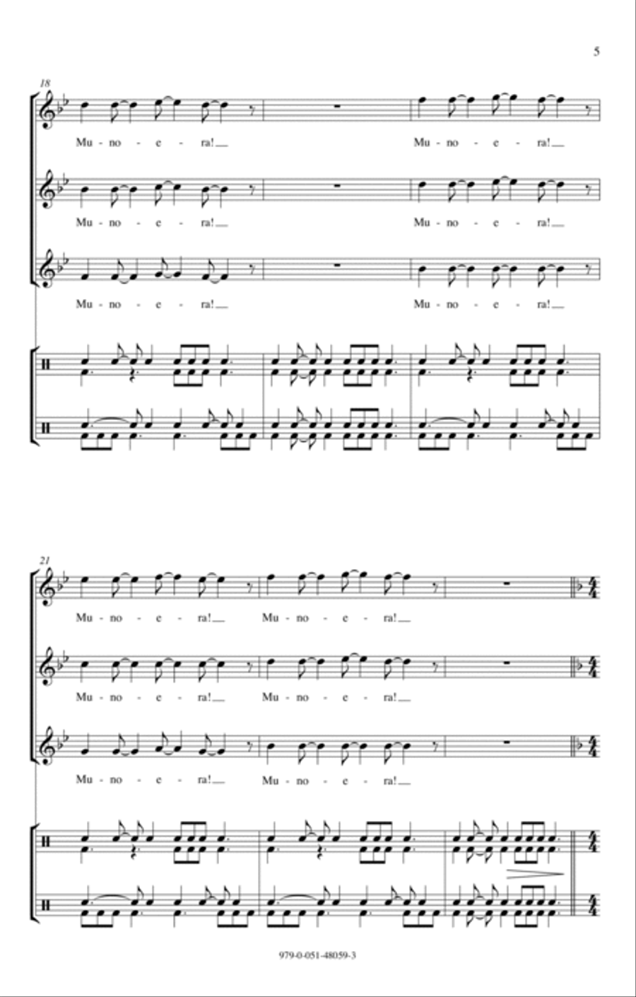 Munoera (Sanctus From The Shona Mass) SSA scores gallery preview page 3