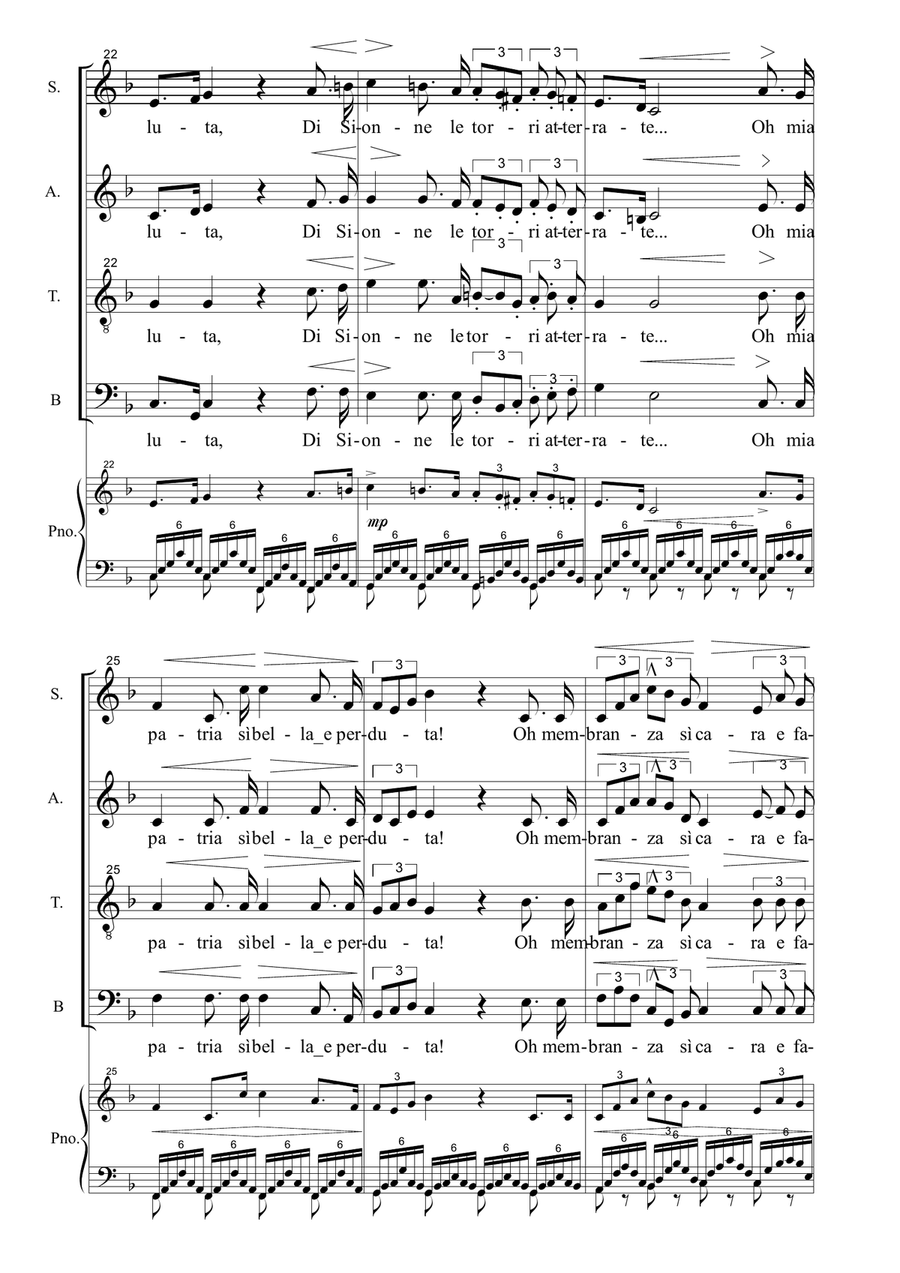 VA' PENSIERO - Verdi - (From Nabucco) - Arr. for SATB Choir and Piano 4-Part scores gallery preview page 5