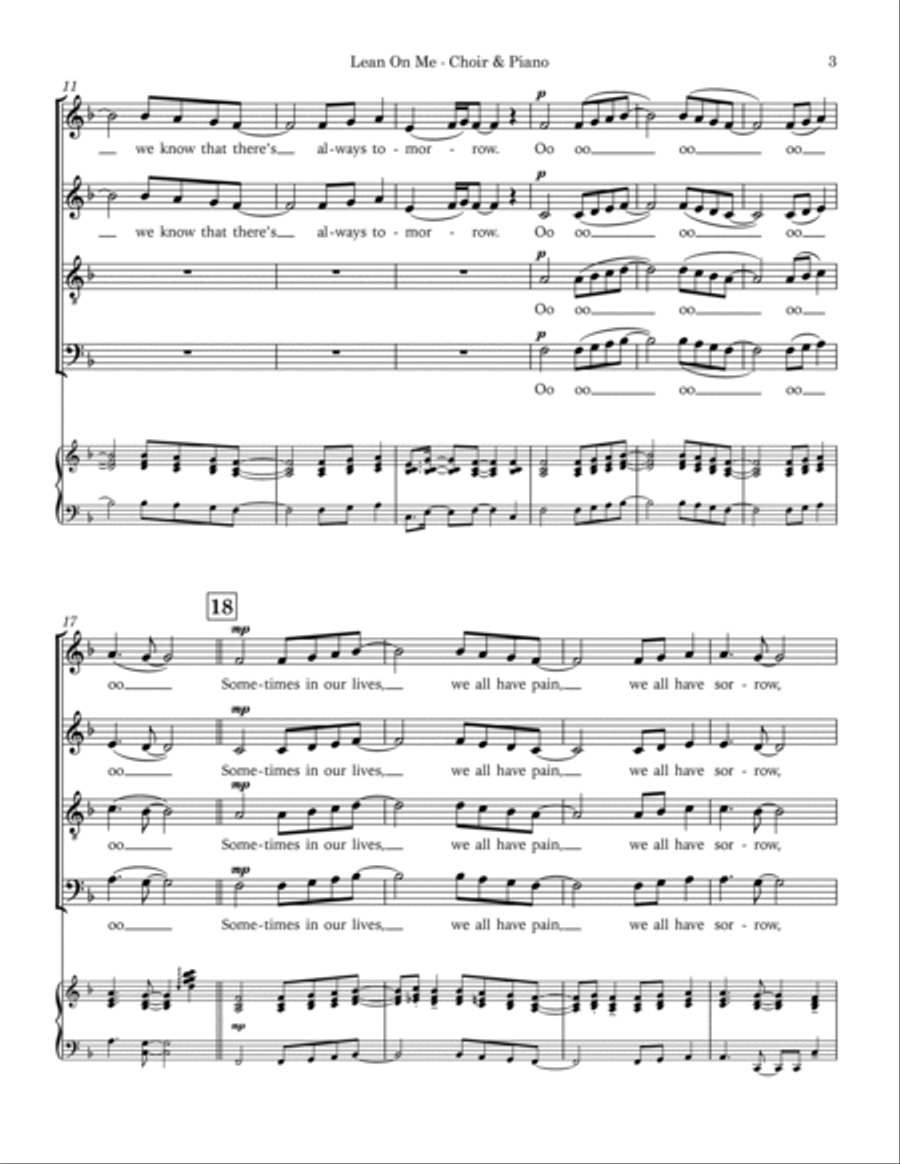 Lean On Me 4-Part scores gallery preview page 5