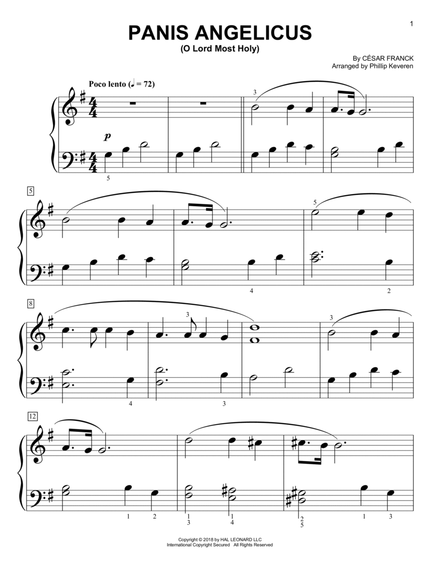 Panis Angelicus (O Lord Most Holy) (arr. Phillip Keveren) Easy Piano scores gallery preview page 1