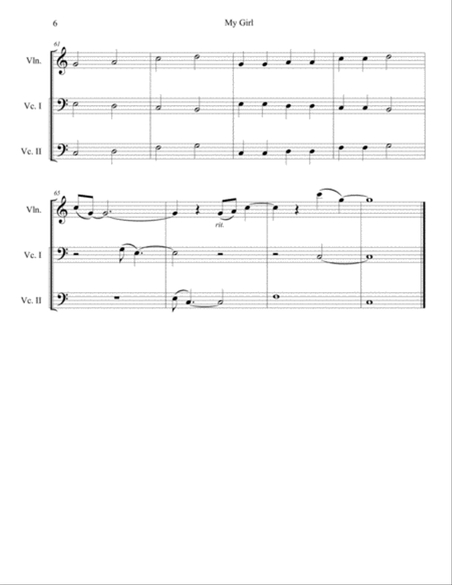 My Girl String Trio scores gallery preview page 6