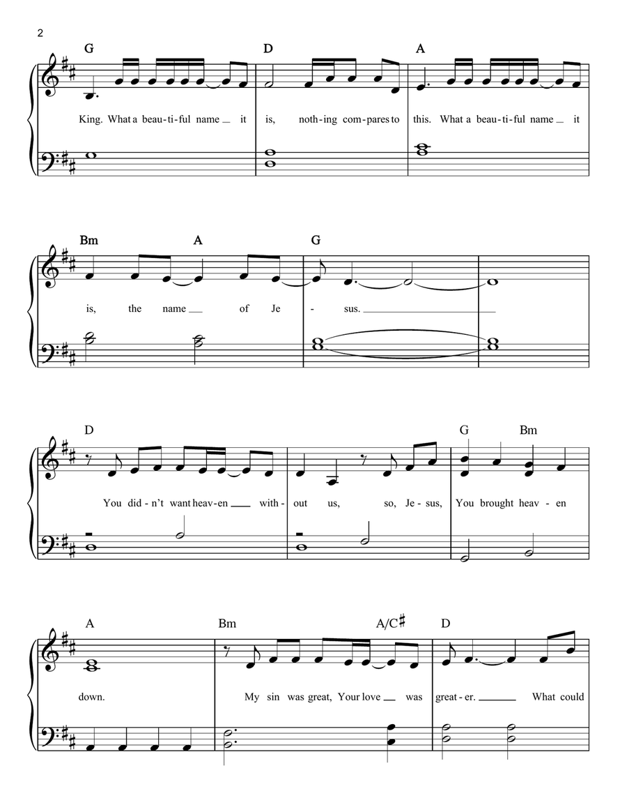 What A Beautiful Name Easy Piano scores gallery preview page 2