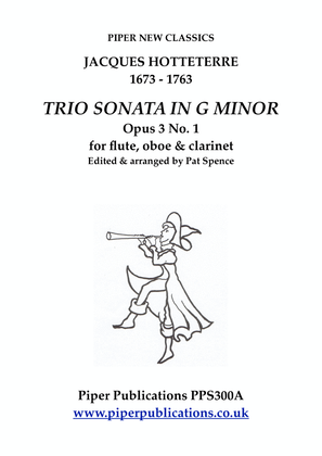 Book cover for HOTTETERRE: TRIO SONATA IN G MINOR OPUS 3 No. 1 for flute, oboe & clarinet