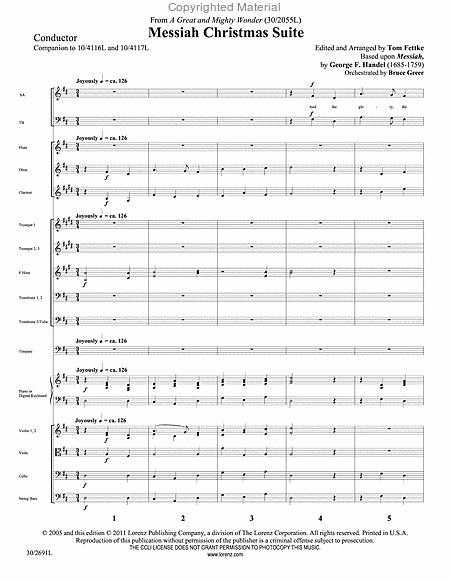 Messiah Christmas Suite - Orchestral Score and Parts