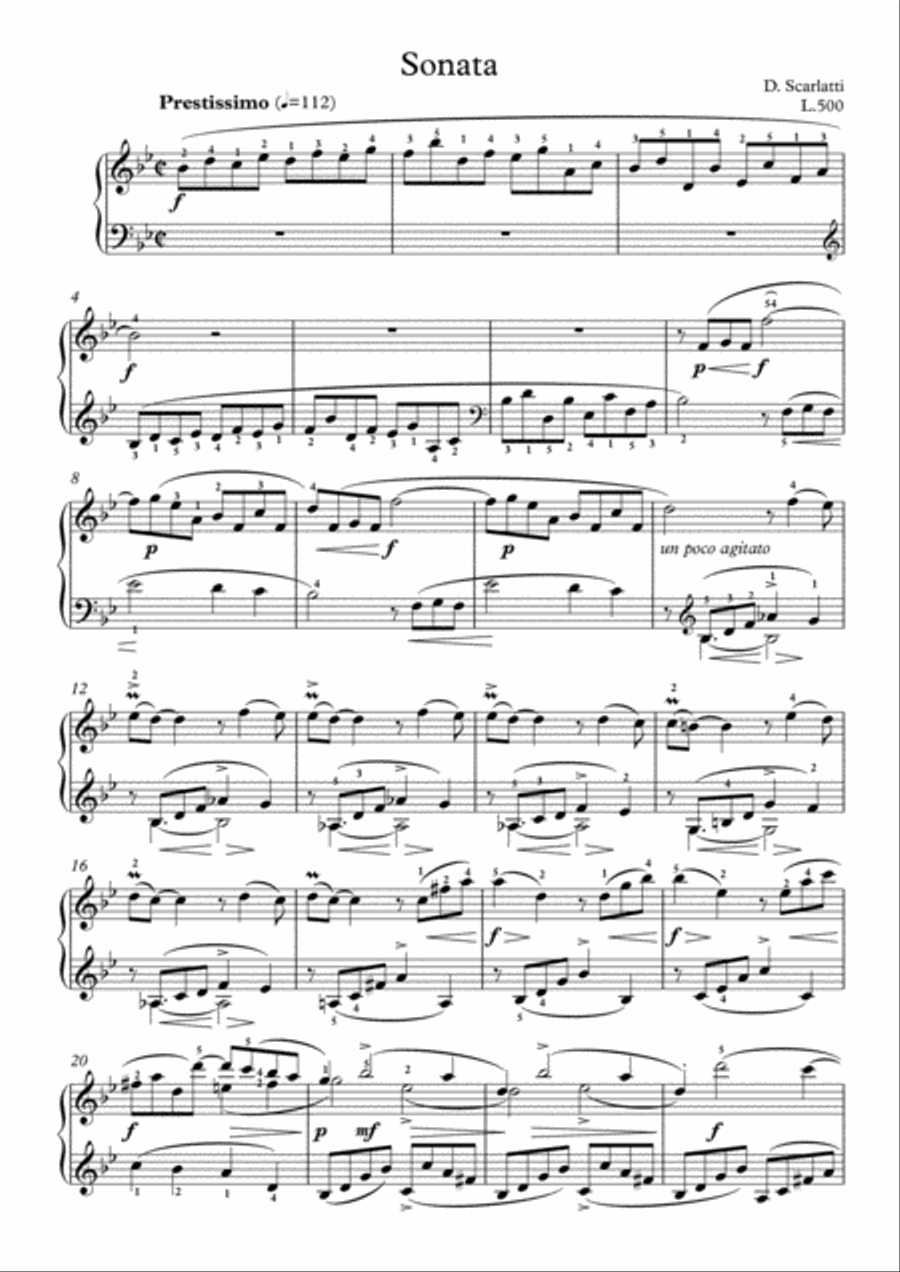 Scarlatti-Sonata in B-Major L.500 K.545(piano) Piano Solo scores gallery preview page 2