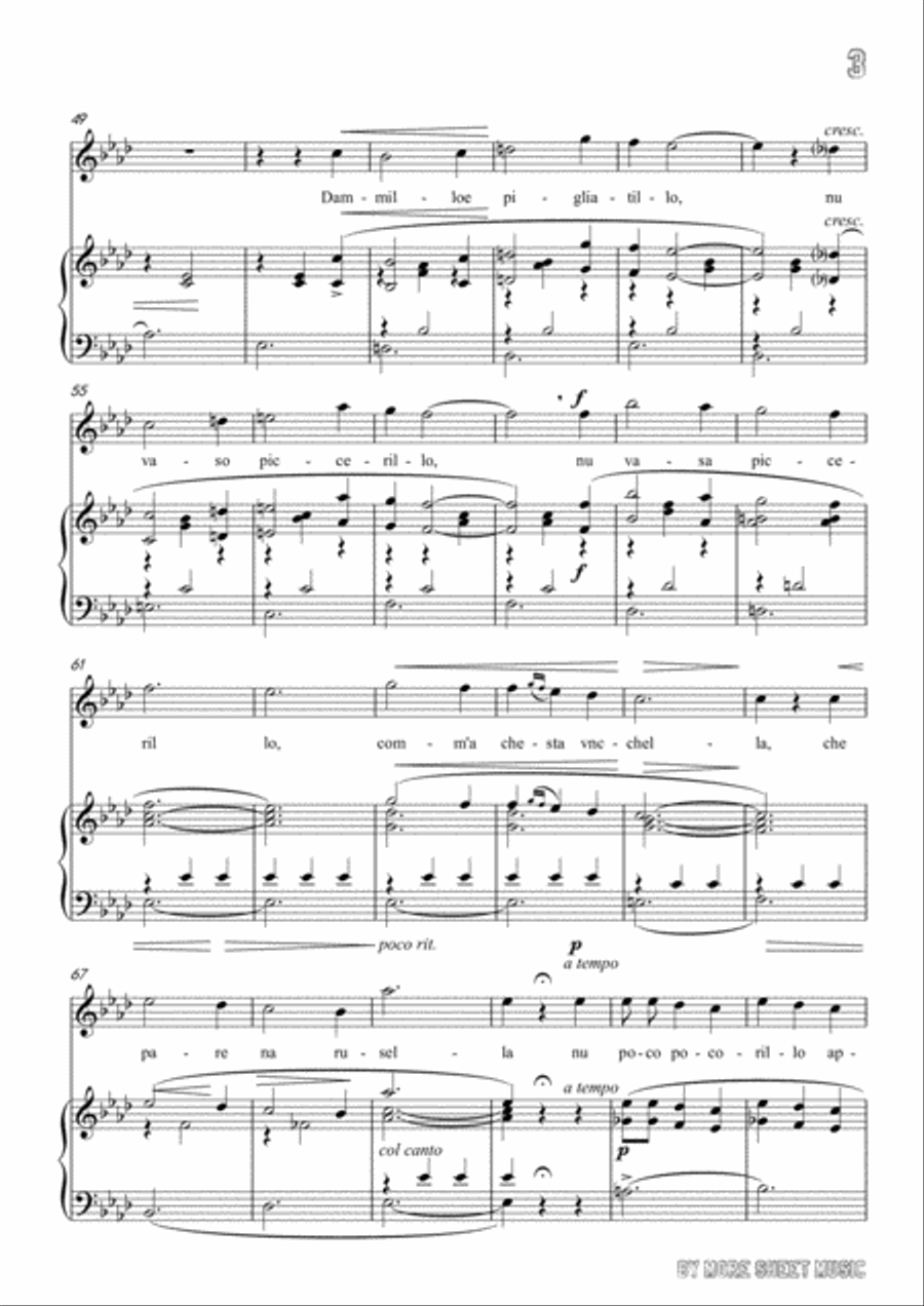 Tosti-'A Vucchella in A flat Major,for Voice and Piano Voice Solo scores gallery preview page 5