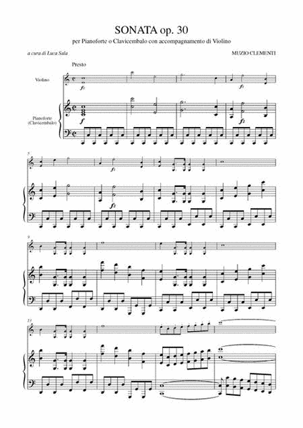 Sonata Op. 30 for Piano (Harpsichord) and Violin