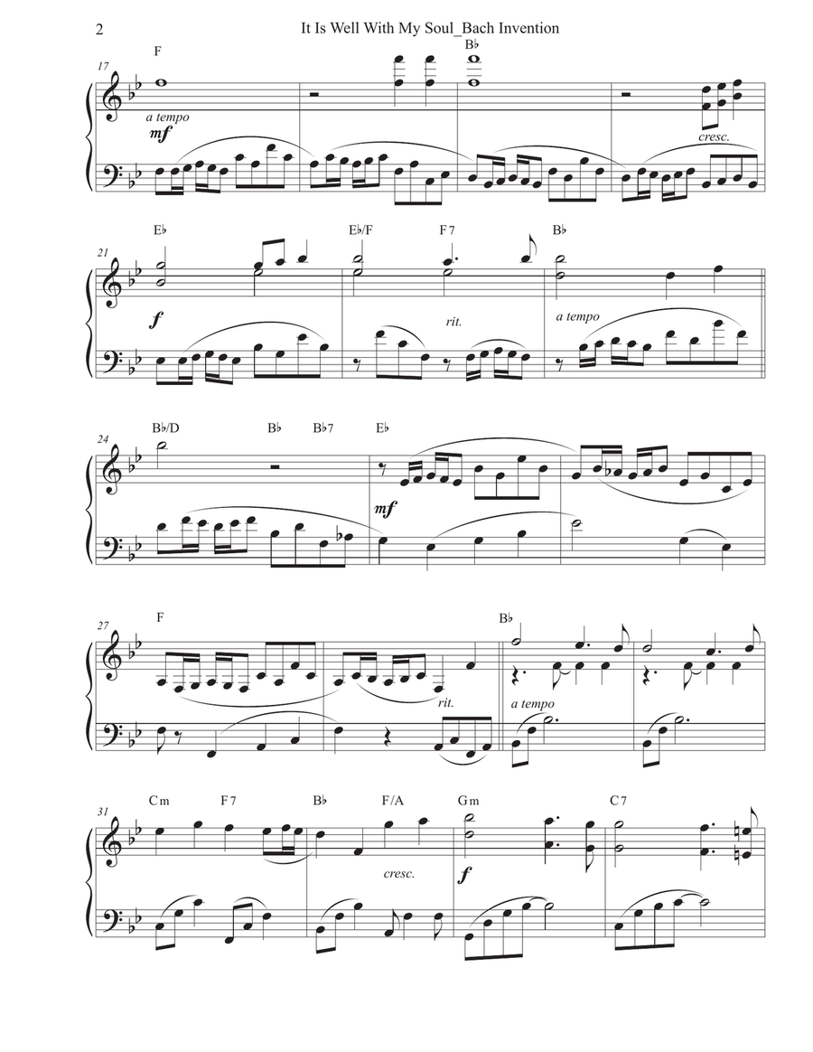 It is Well With My Soul / Bach Invention Harpsichord scores gallery preview page 2