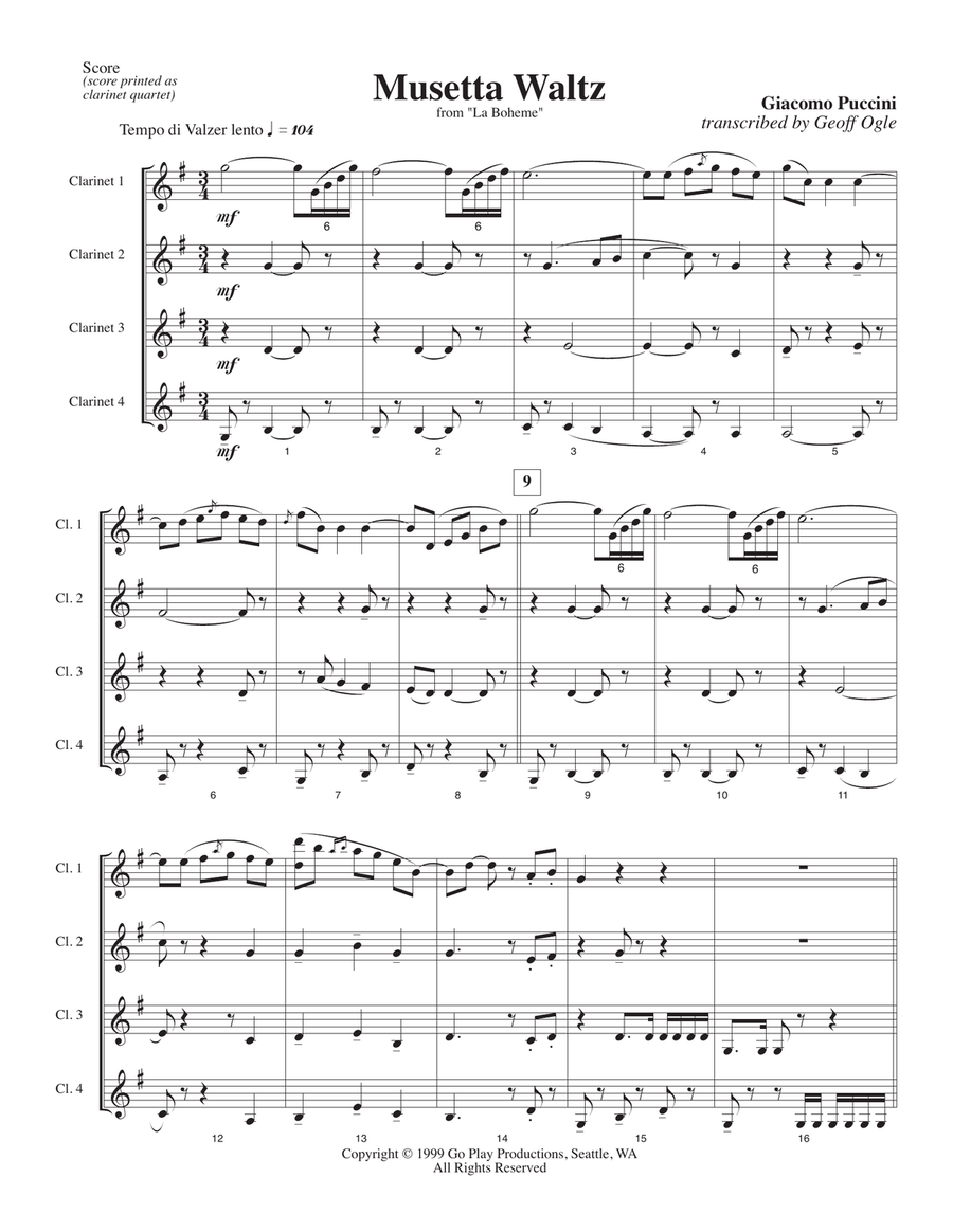 Musetta Waltz from La Boheme Small Ensemble scores gallery preview page 2