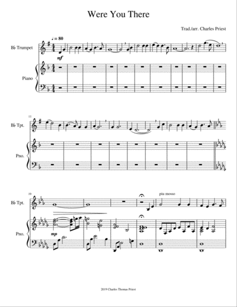 Were You There/Up from the Grave He Arose Trumpet Solo scores gallery preview page 1