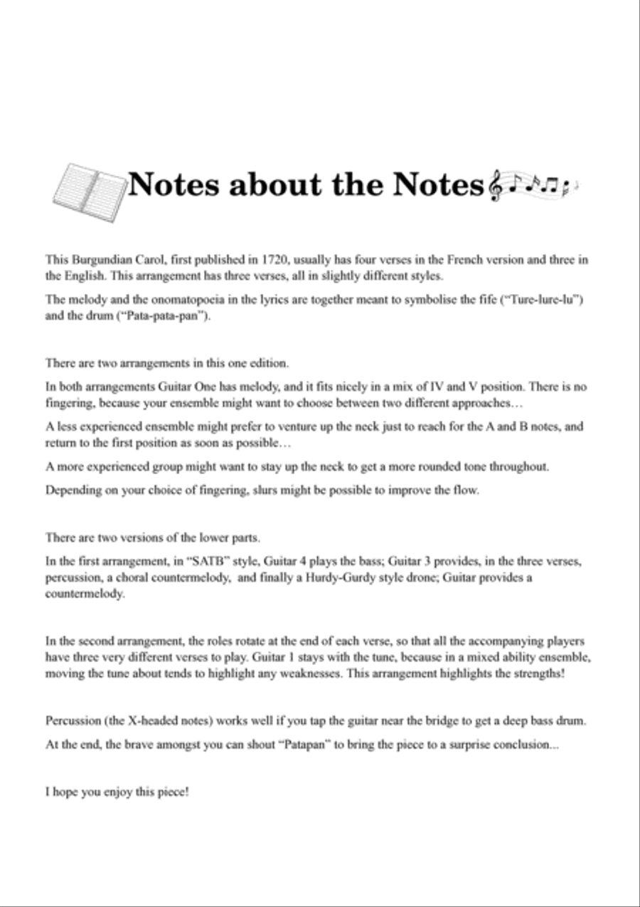 Patapan - Carol for easy guitar quartet Guitar Ensemble scores gallery preview page 3