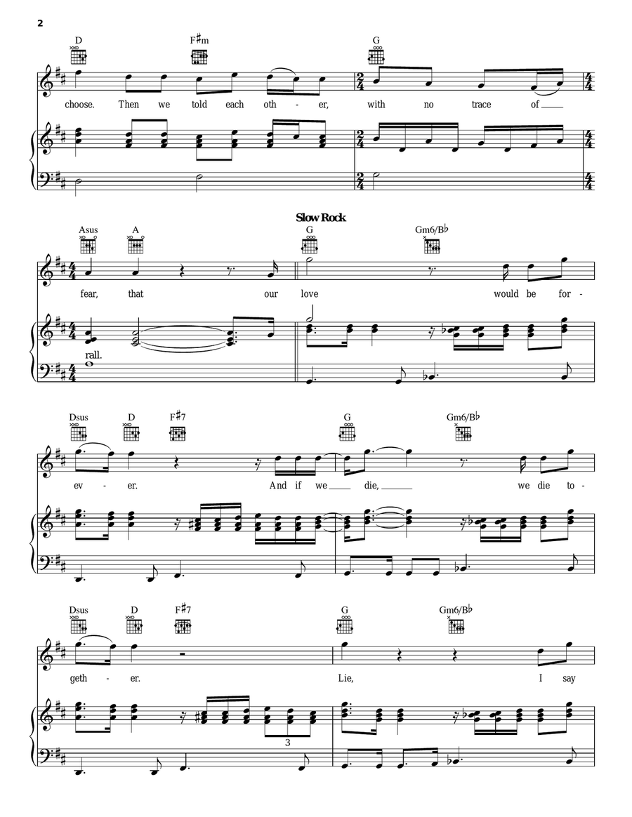 Neutron Star Collision (Love Is Forever) Piano, Vocal, Guitar scores gallery preview page 2