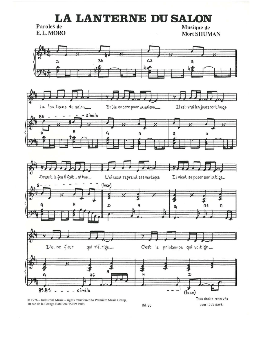 La Lanterne Du Salon Piano, Vocal scores gallery preview page 1