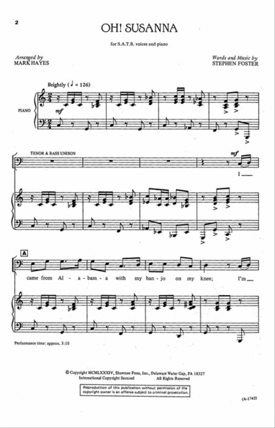 Oh! Susanna 4-Part scores gallery preview page 2