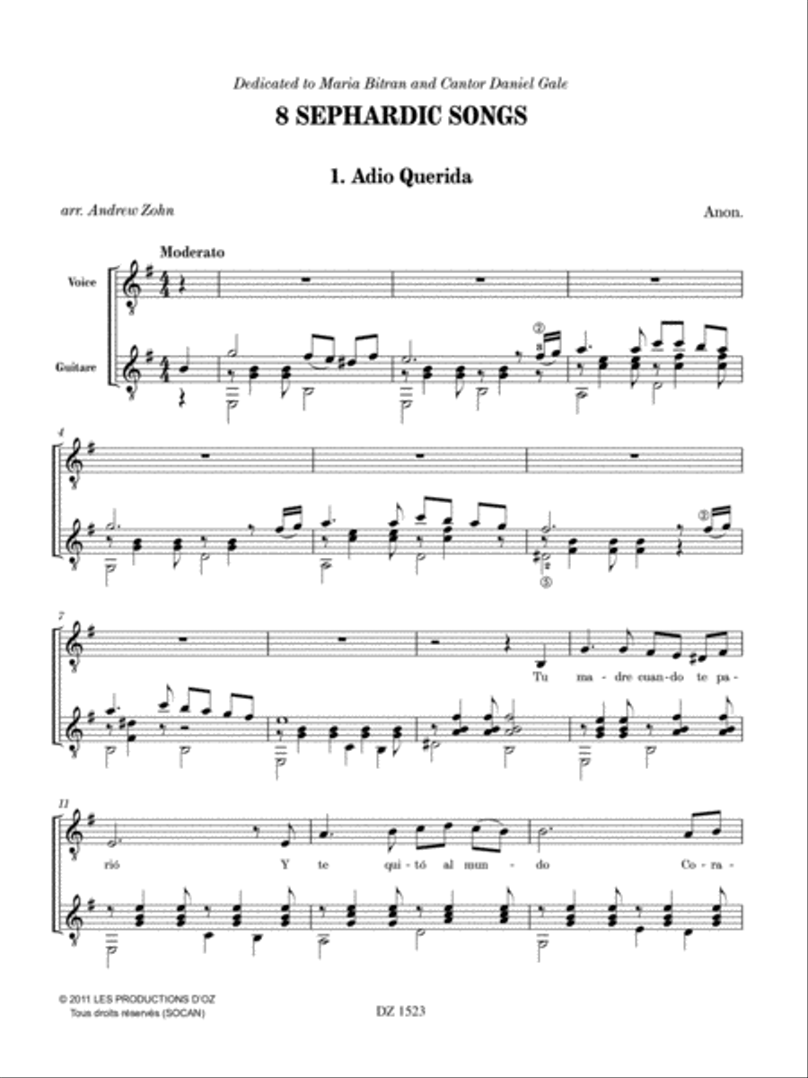 8 Sephardic Songs 8 Sephardic Songs Classical Guitar scores gallery preview page 2