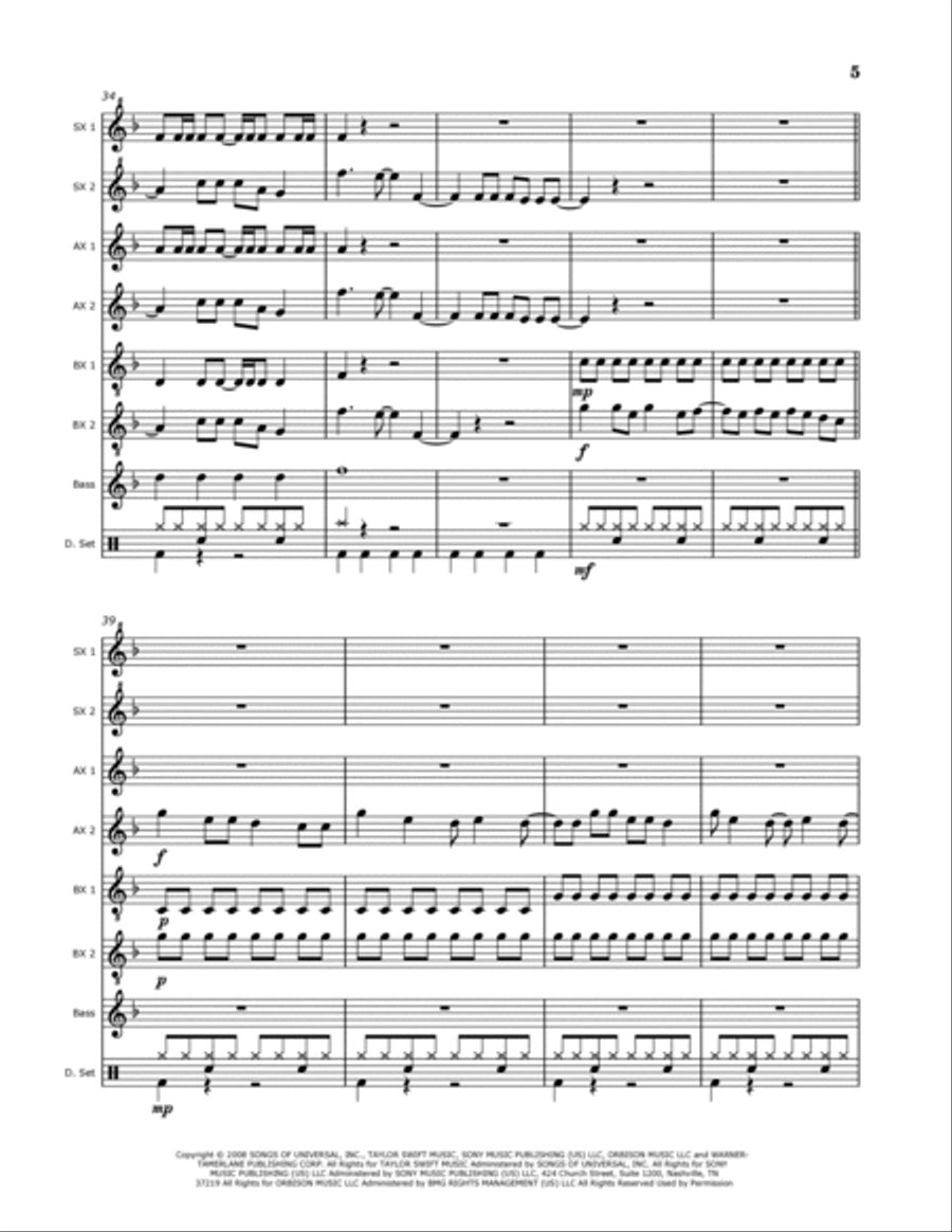 You Belong With Me Percussion Ensemble scores gallery preview page 5