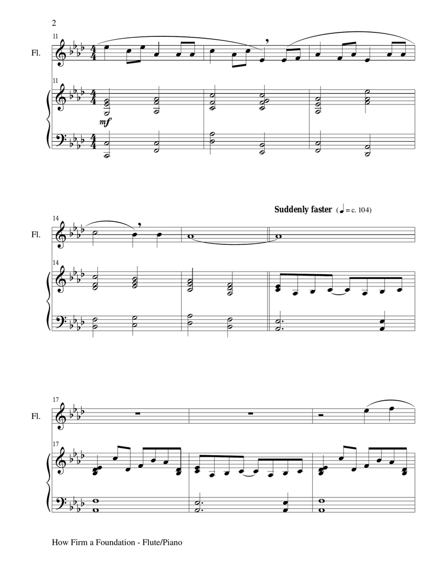HOW FIRM A FOUNDATION (Flute/Piano and Flute Part) Flute scores gallery preview page 2