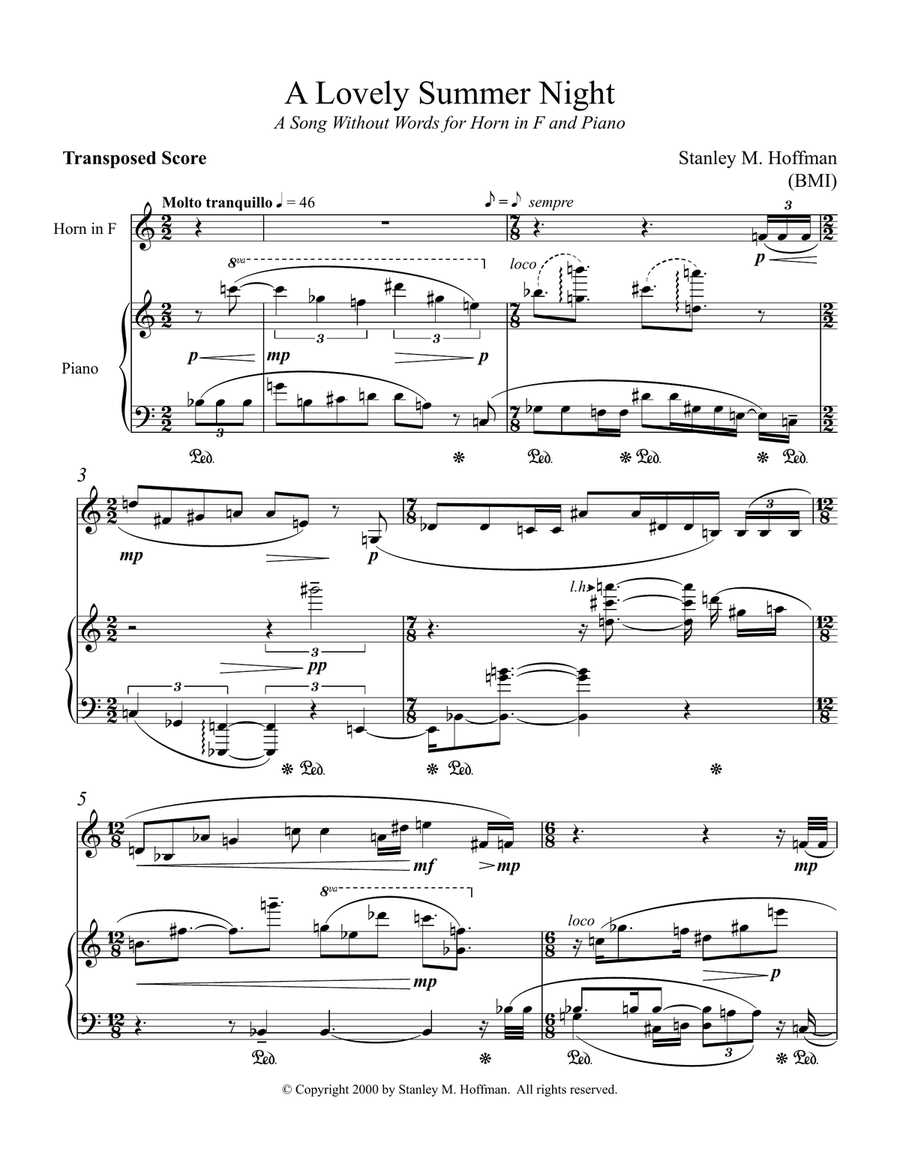 A Lovely Summer Night Piano scores gallery preview page 1