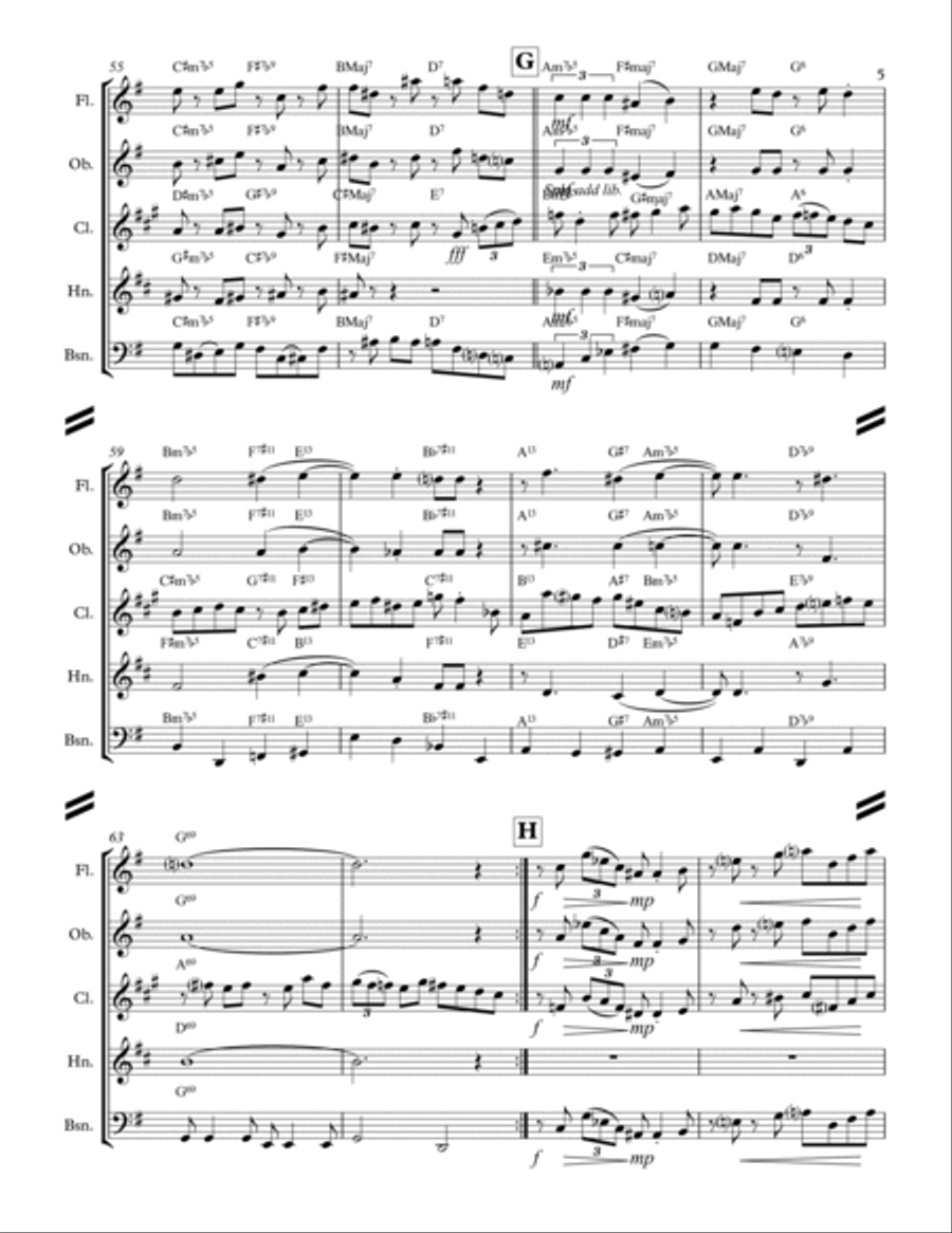 April In Paris Woodwind Quintet scores gallery preview page 6
